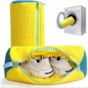 Yellow and Blue Shoe Laundry Bag